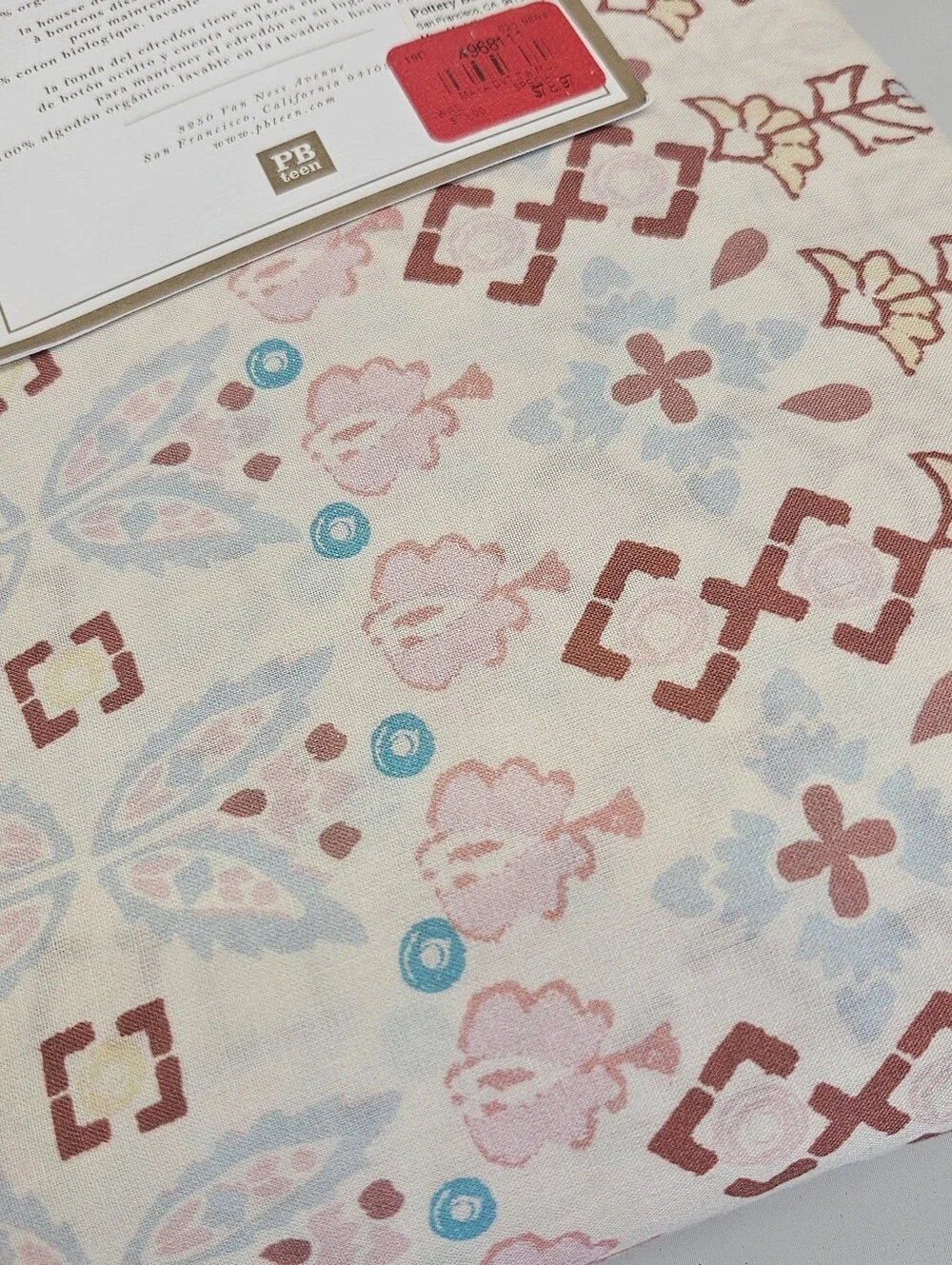 Pottery Barn Teen Girls Organic Maya Medallion Duvet Cover Multi Twin Ecru
